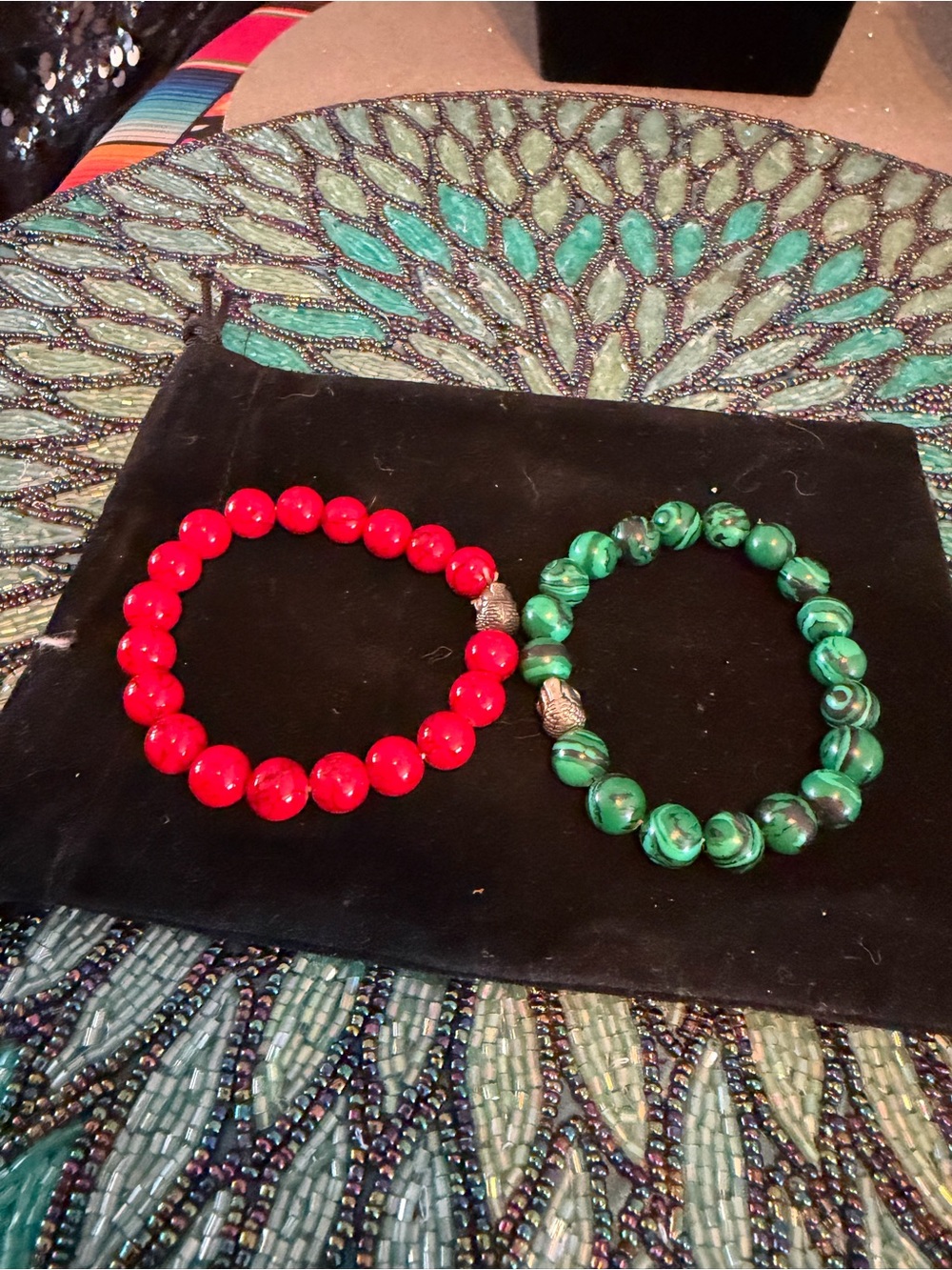 Two Stone Bracelets with Charm